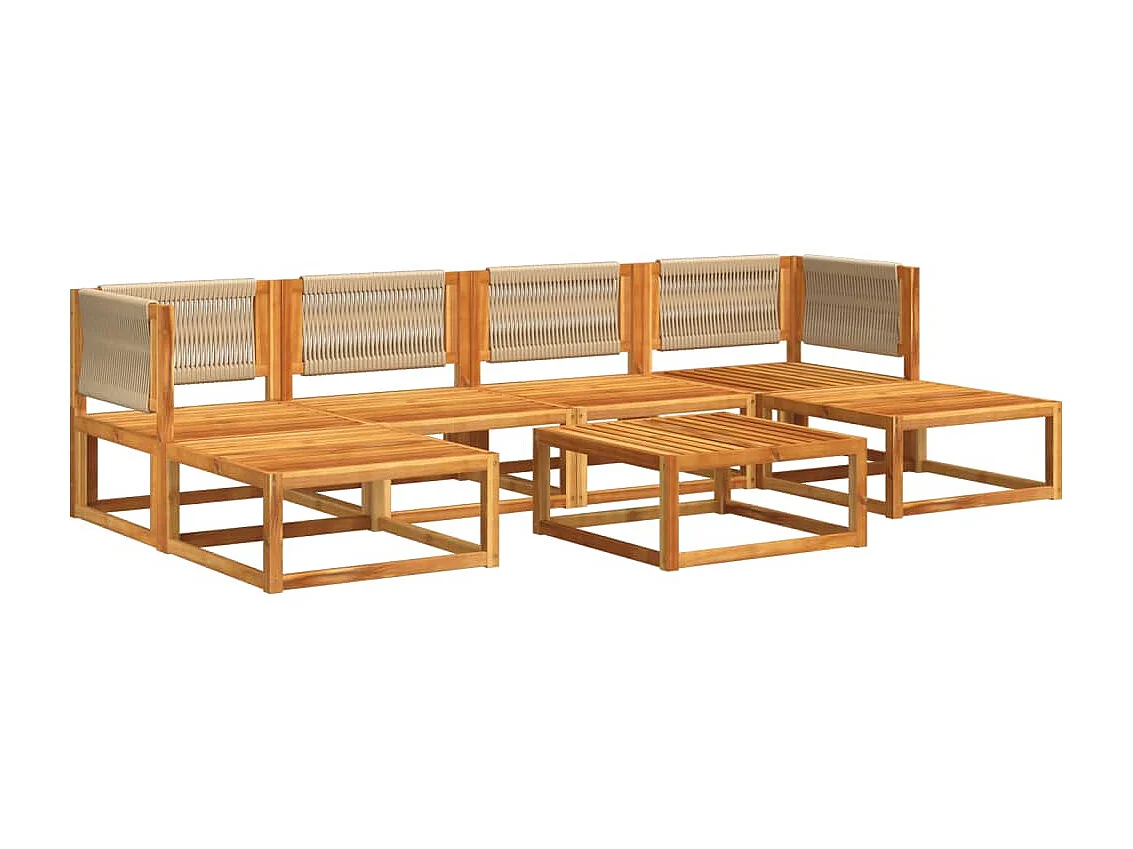 Móveis de jardim com almofadas 7 unidades de madeira maciça de acácia
