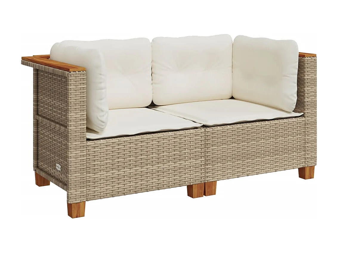 Tuinhoekbanken en kussens 2 stuks beige geweven hars