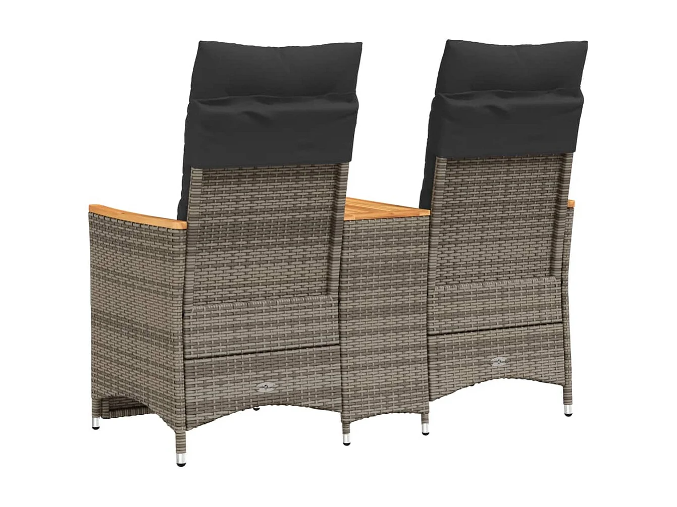 2-Sitzer-Gartensofa mit grauem Polyrattantisch