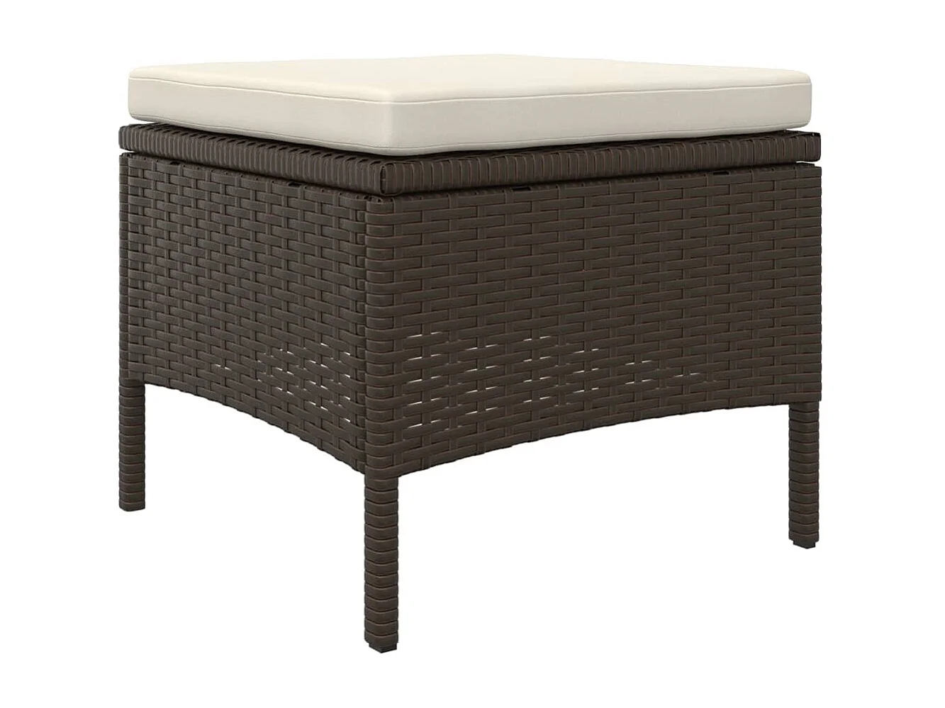 2-Sitzer-Gartensofa mit braunem Rattantisch und Hockern