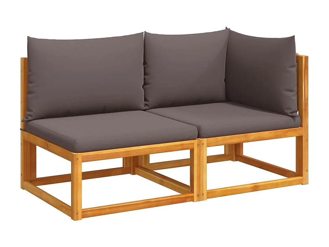 Gartensofa mit Kissen für 2 Personen aus massivem Akazienholz