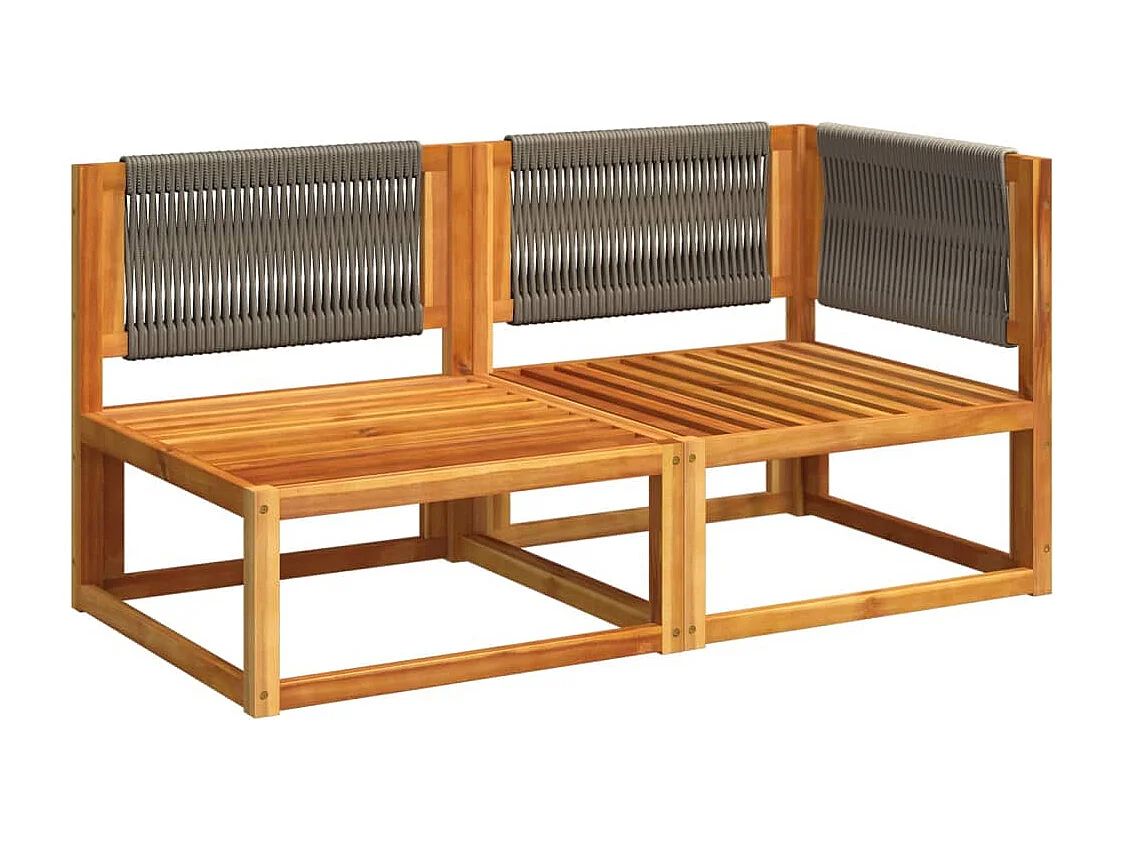 Gartensofa mit Kissen für 2 Personen aus massivem Akazienholz