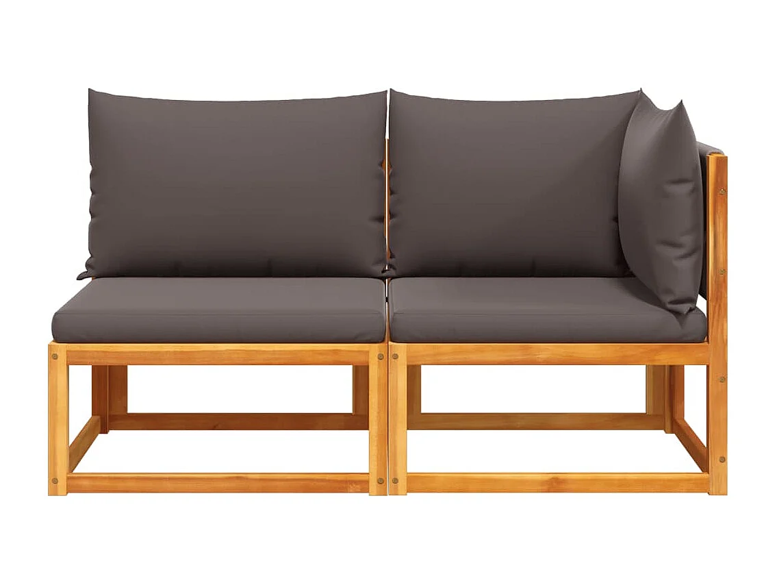 Gartensofa mit Kissen für 2 Personen aus massivem Akazienholz