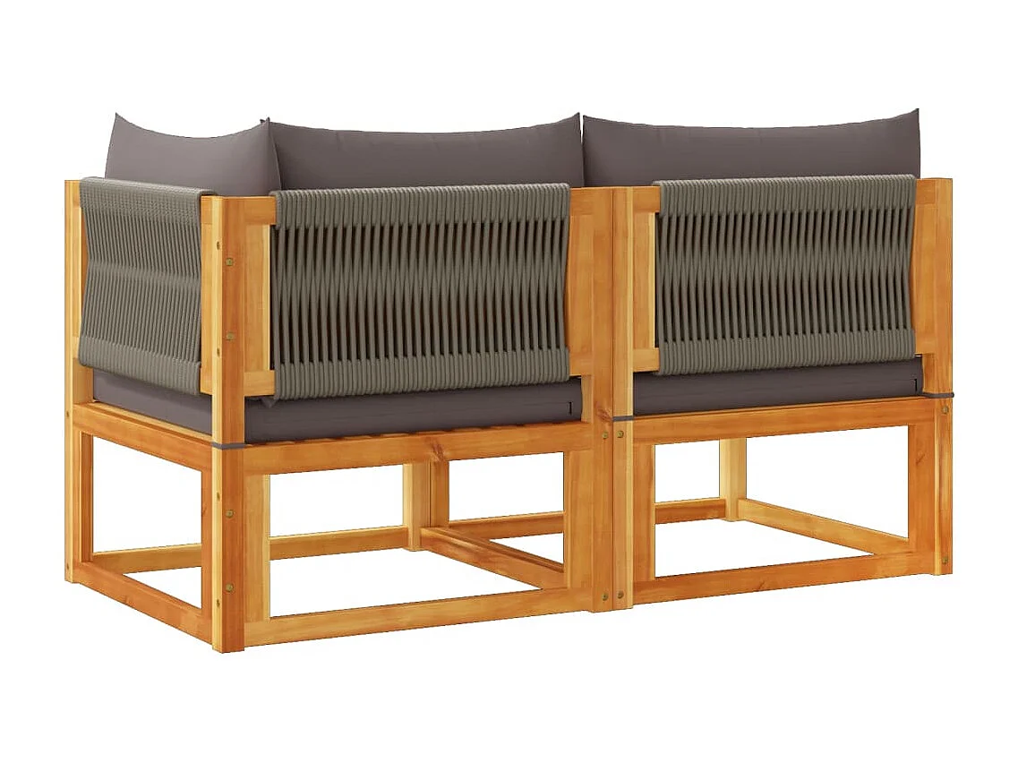 Gartensofa mit Kissen für 2 Personen aus massivem Akazienholz