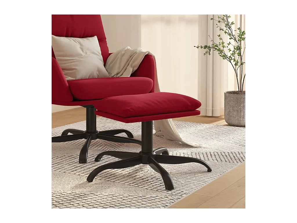 Repose-pied Rouge bordeaux 60x60x36 cm Velours