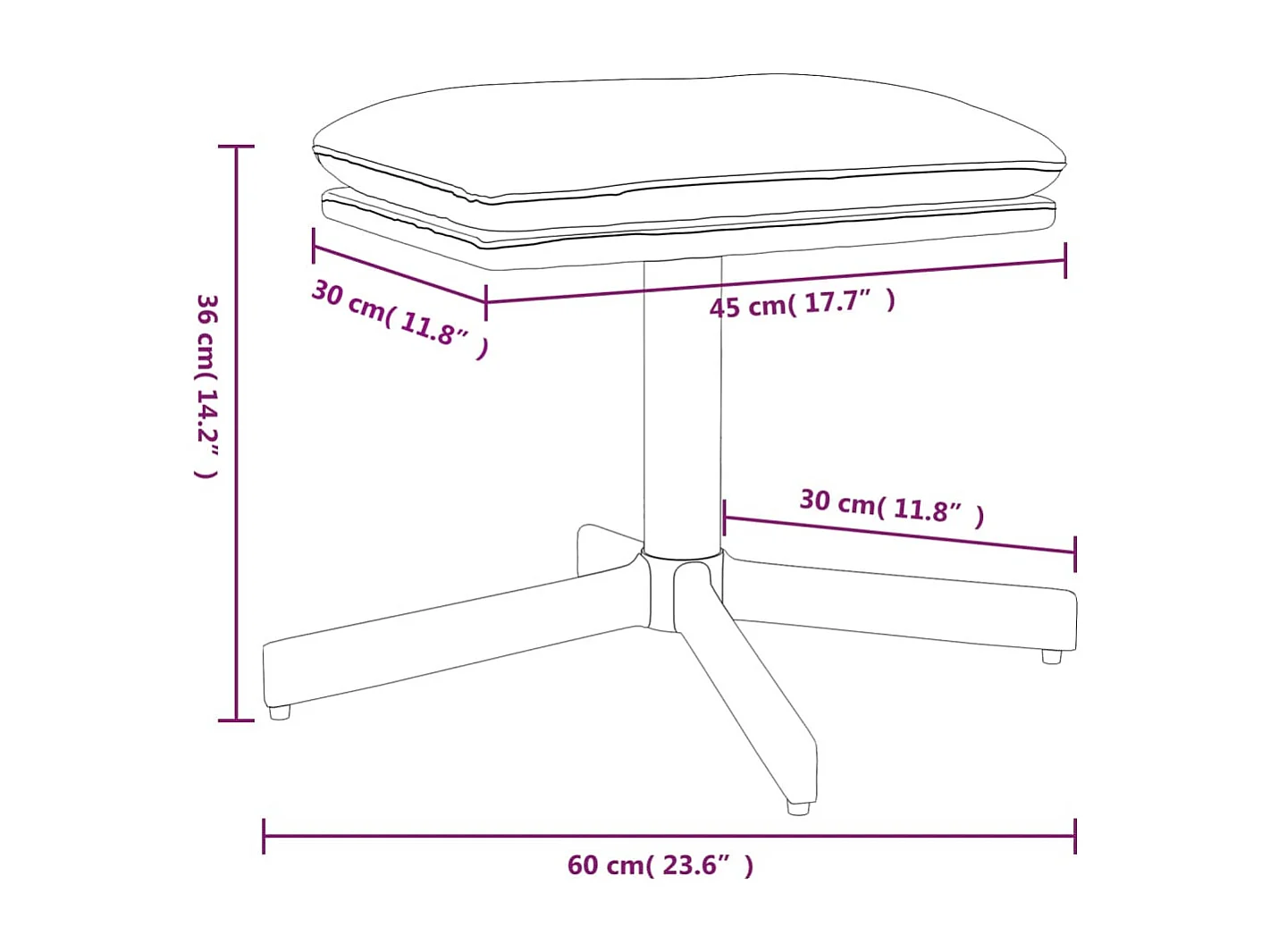 Repose-pied Rose 60x60x36 cm Velours