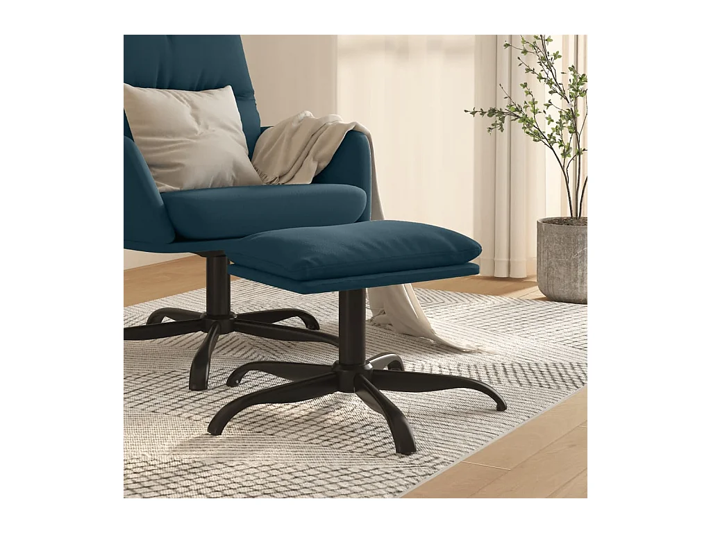 Voetenbank Blauw 60x60x36 cm Fluweel