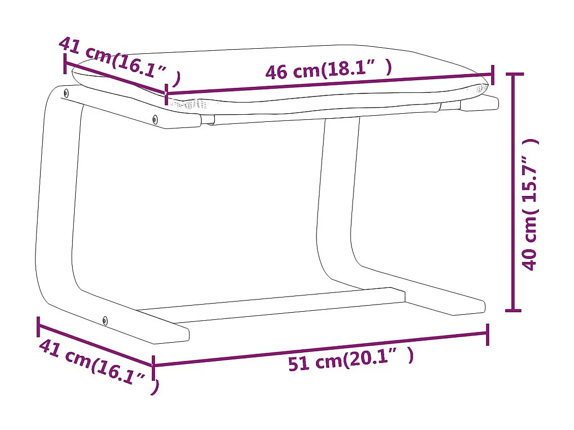 Repousa-pés Cinza escuro 51x41x40 cm Tecido