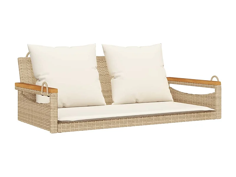 Columpio con cojines beige 109x62x40 cm resina tejida