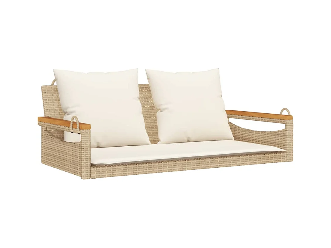 Balancelle avec coussins beige 109x62x40 cm résine tressée