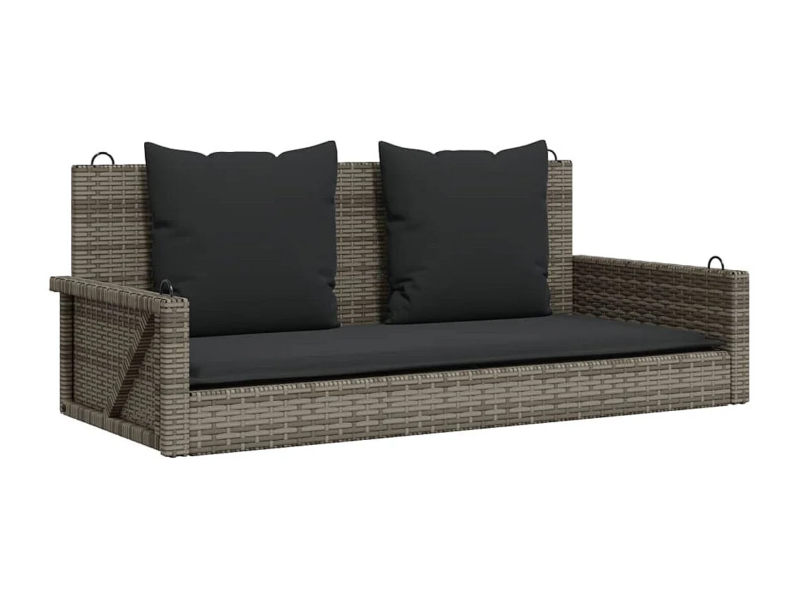 Balanço com almofadas cinza 119x56x48 cm resina tecida