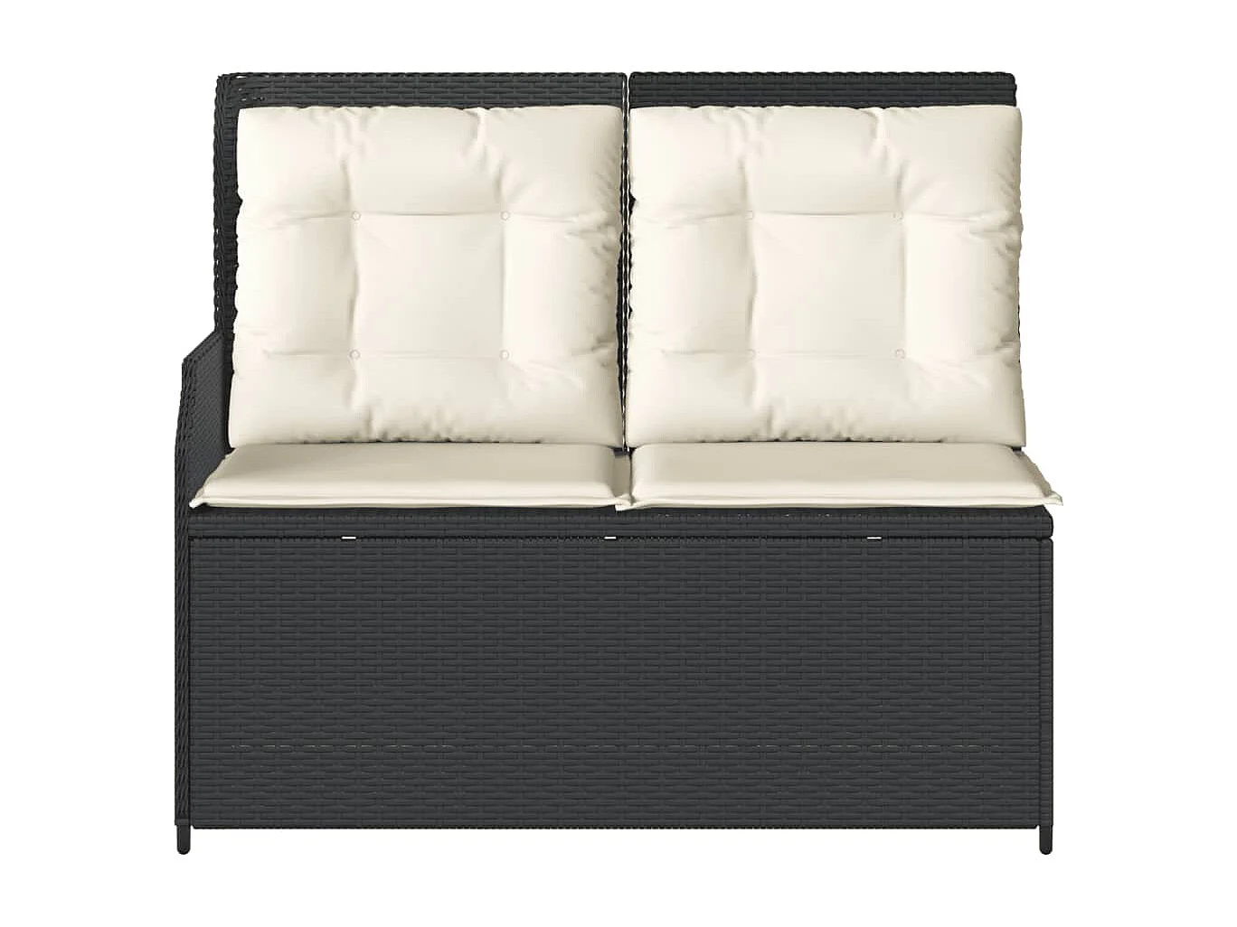 Banc inclinable de jardin avec coussins noir résine tressée