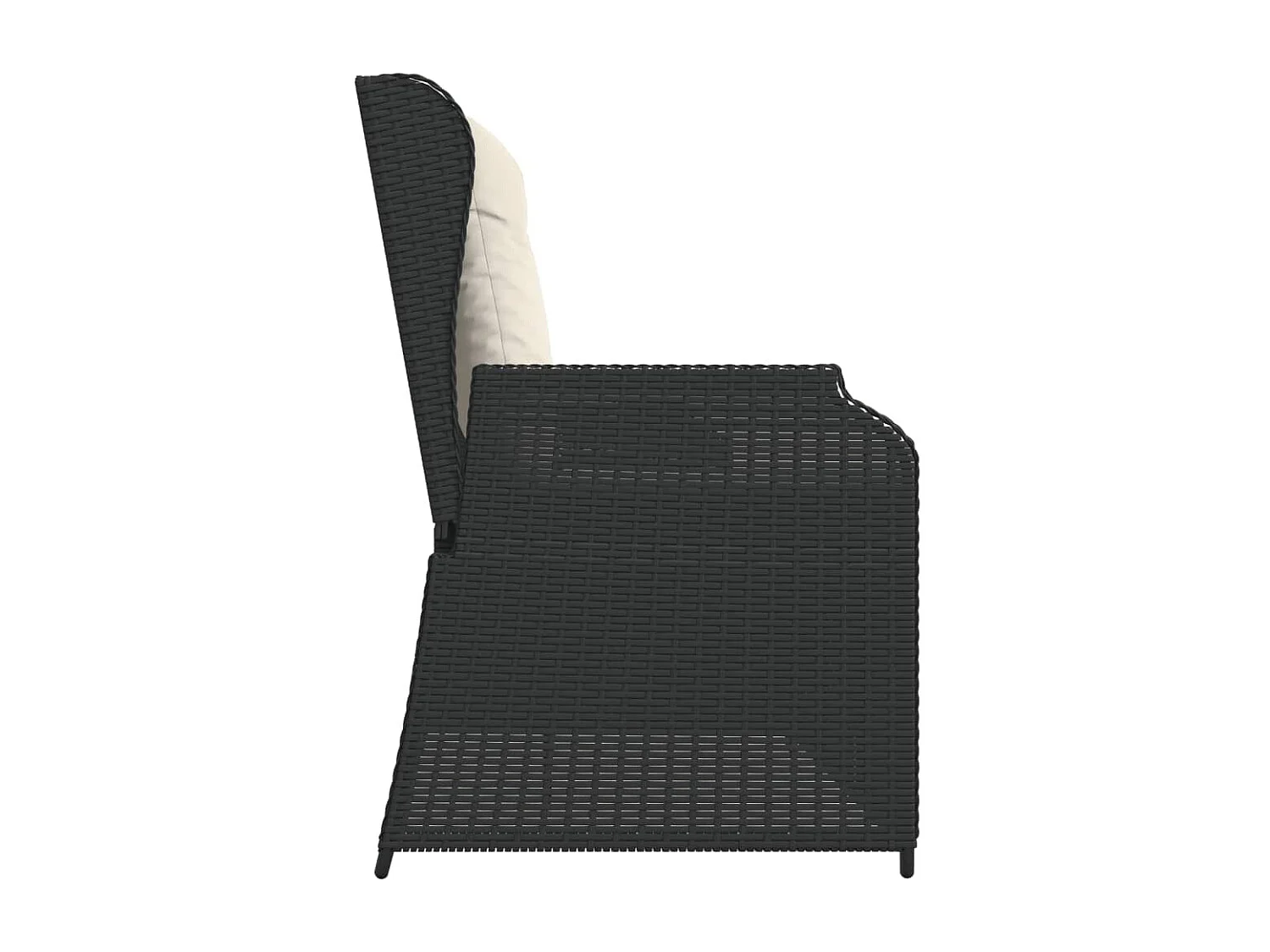 Banc inclinable de jardin avec coussins noir résine tressée