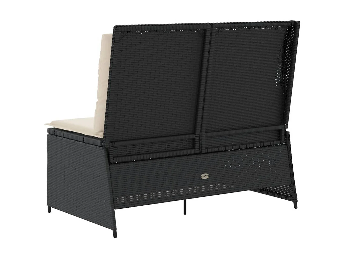 Banc inclinable de jardin avec coussins noir résine tressée