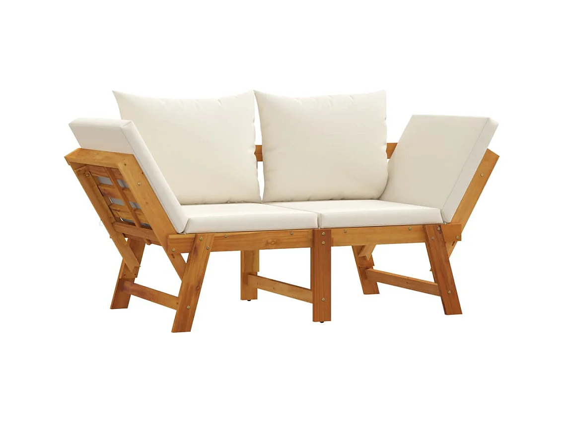 Panca da giardino con cuscini 2 in 1 in legno massello di acacia