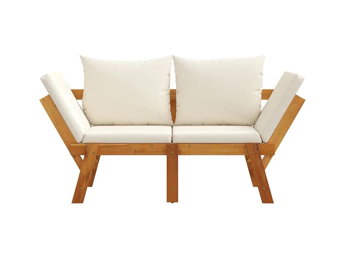 Panca da giardino con cuscini 2 in 1 in legno massello di acacia
