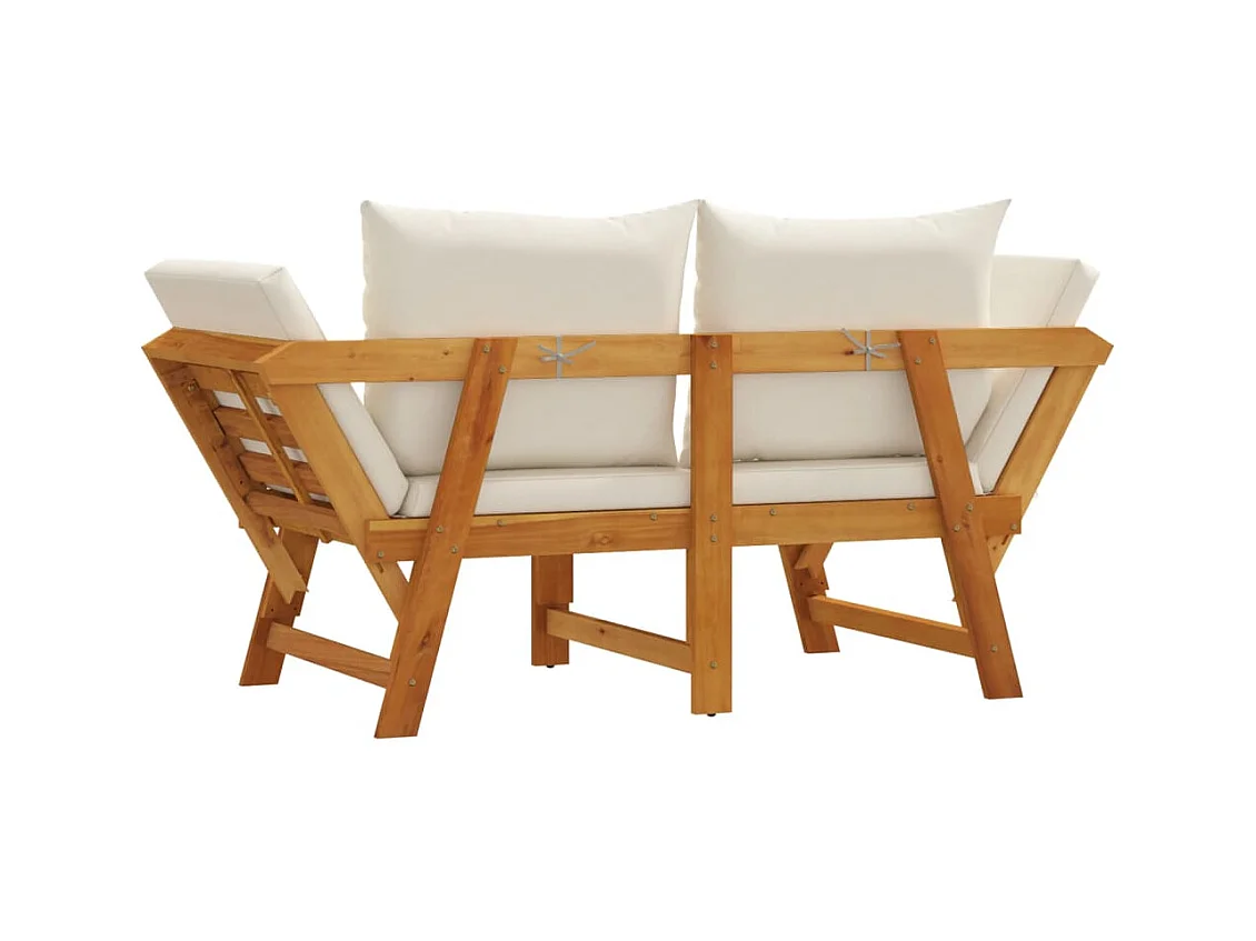 Panca da giardino con cuscini 2 in 1 in legno massello di acacia