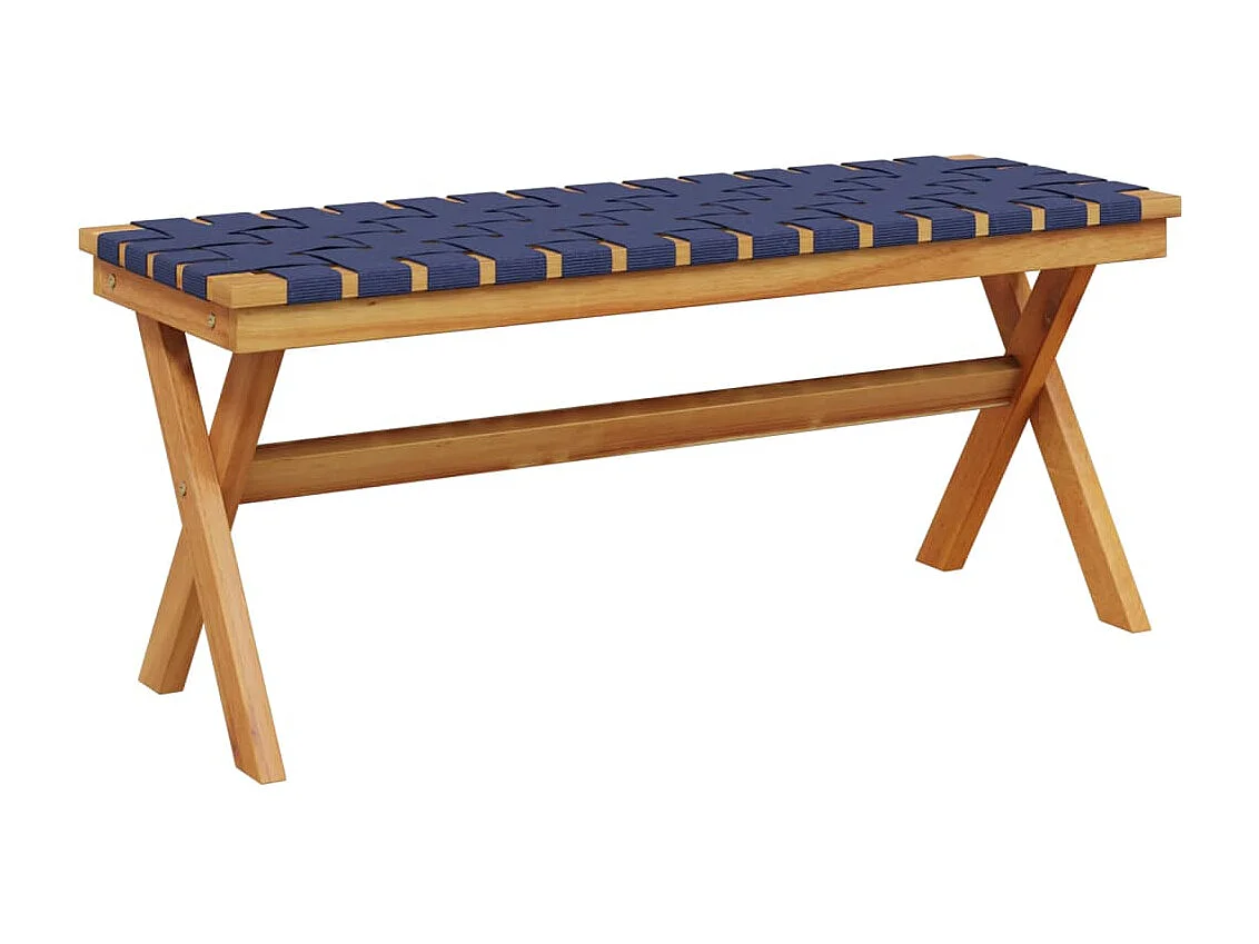 Banc de jardin bleu foncé bois massif d'acacia et tissu