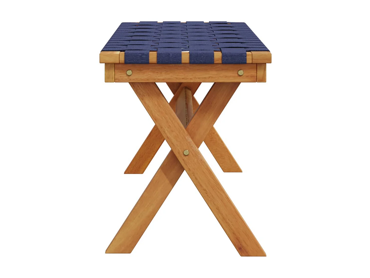 Banc de jardin bleu foncé bois massif d'acacia et tissu