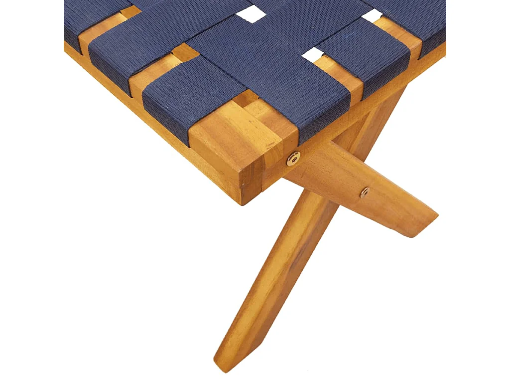 Banc de jardin bleu foncé bois massif d'acacia et tissu