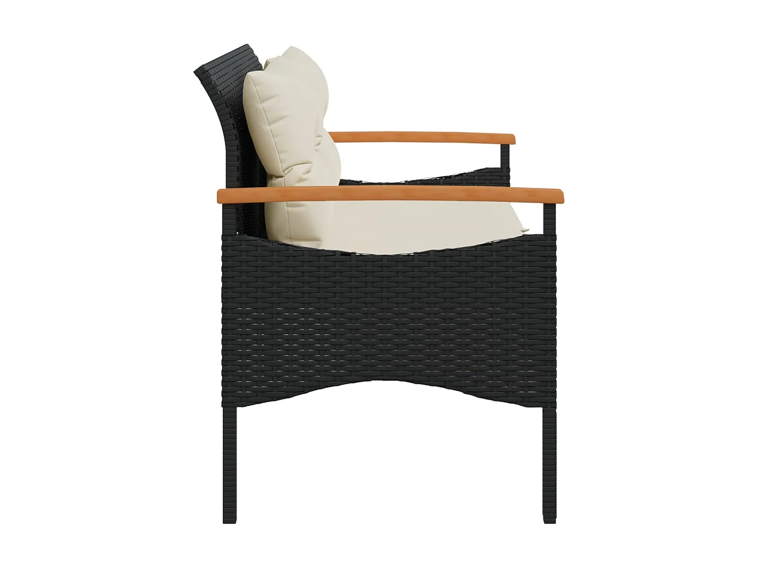 Tuinbank met kussens 116x62,5x74 cm zwart geweven hars