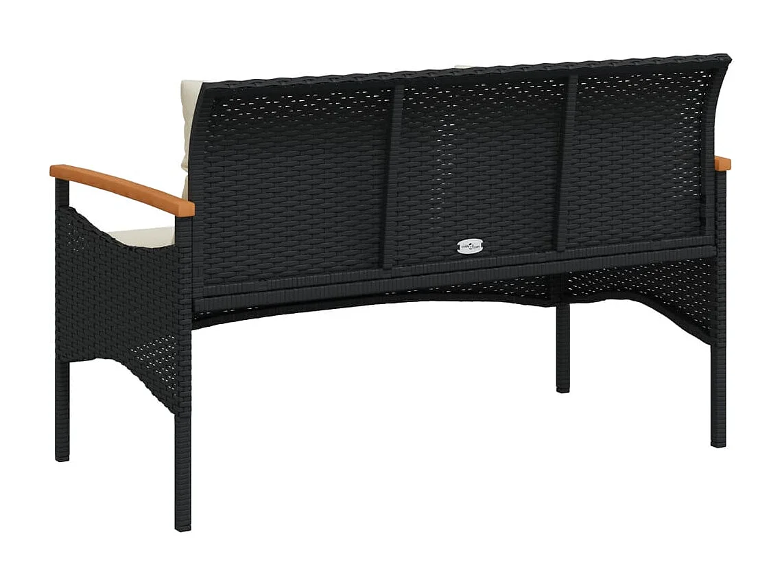 Tuinbank met kussens 116x62,5x74 cm zwart geweven hars