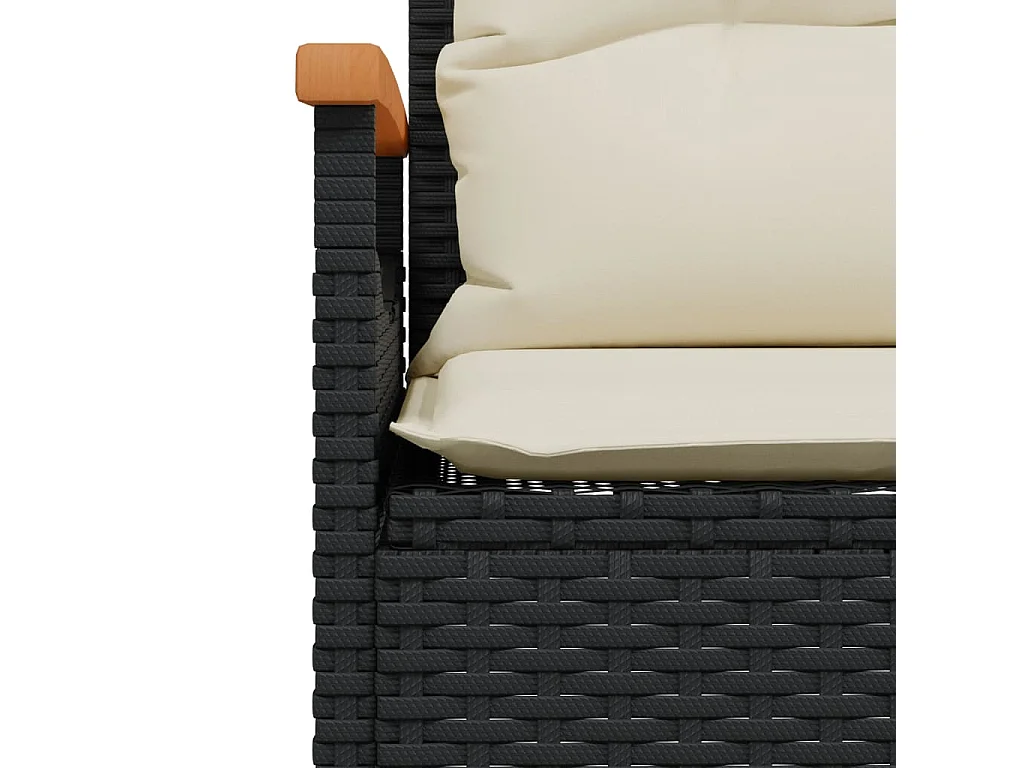 Tuinbank met kussens 116x62,5x74 cm zwart geweven hars
