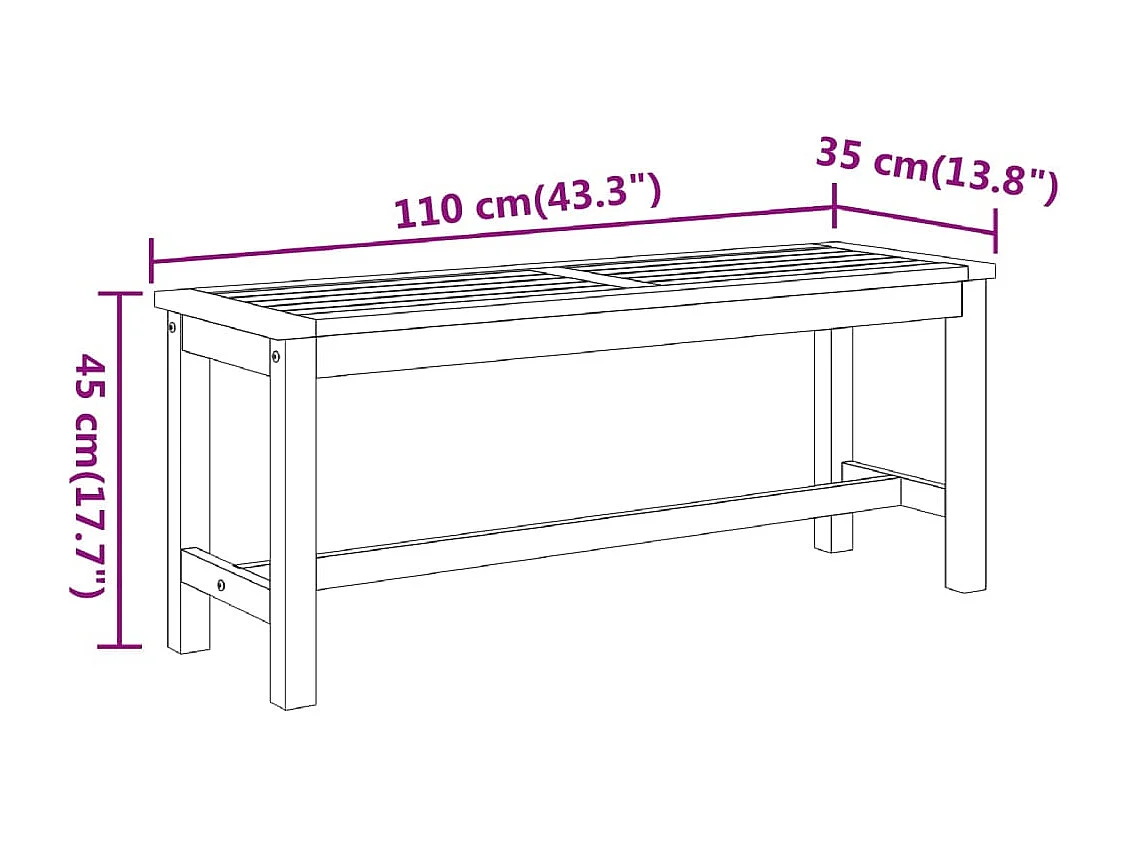 Banc de jardin 110x35x45 cm bois massif d'acacia