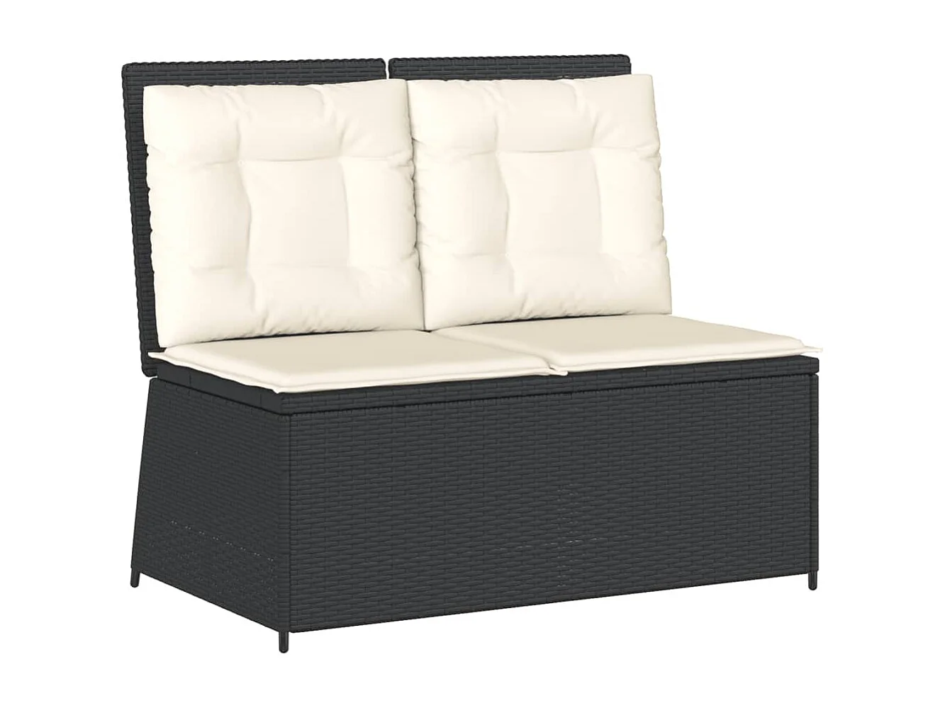 Banc inclinable de jardin avec coussins noir résine tressée