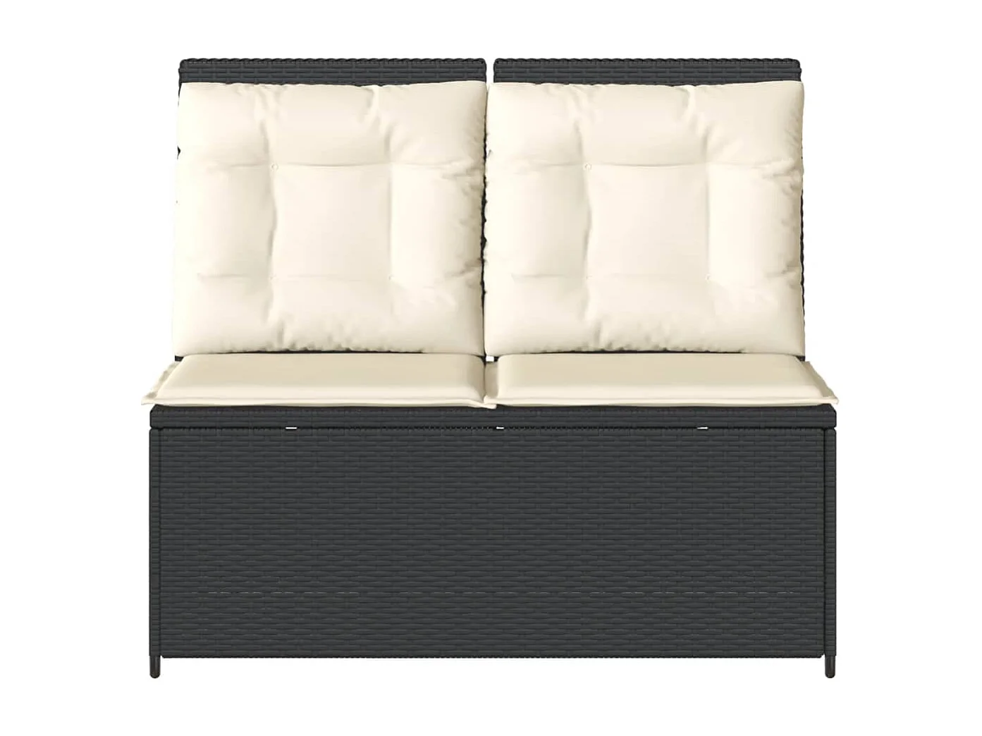 Banc inclinable de jardin avec coussins noir résine tressée