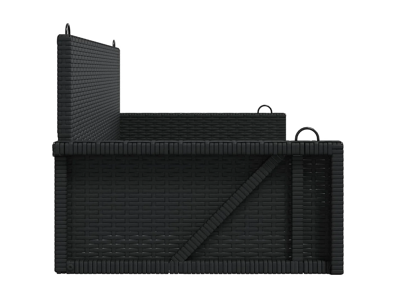 Dondolo nero 119x56x48 cm in resina intrecciata