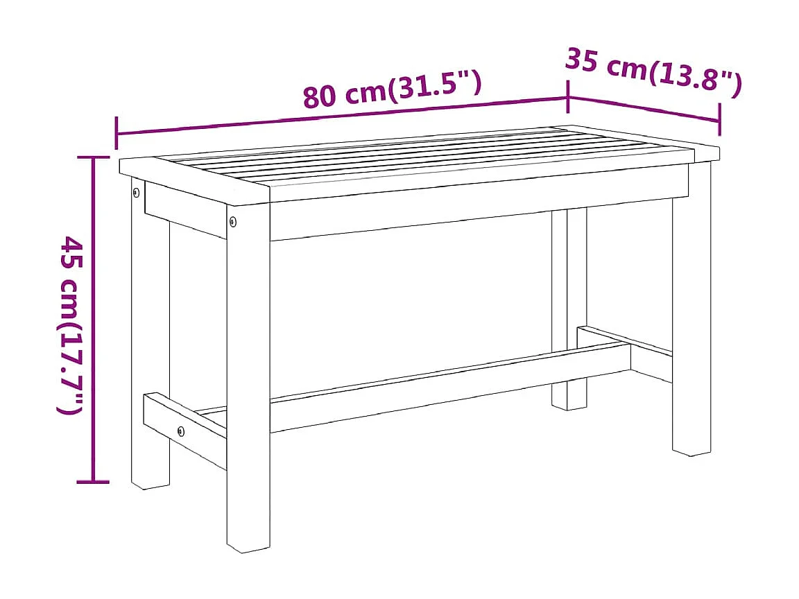 Gartenbank 80x35x45 cm aus massivem Akazienholz