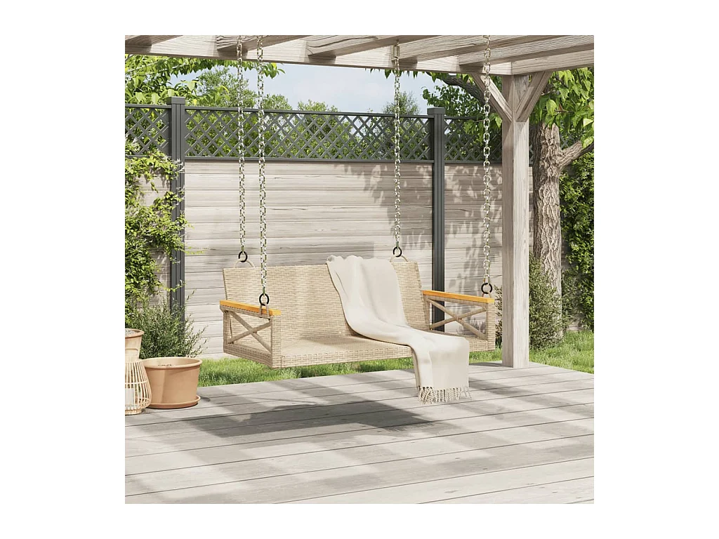 Balancelle beige 109x62x40 cm résine tressée