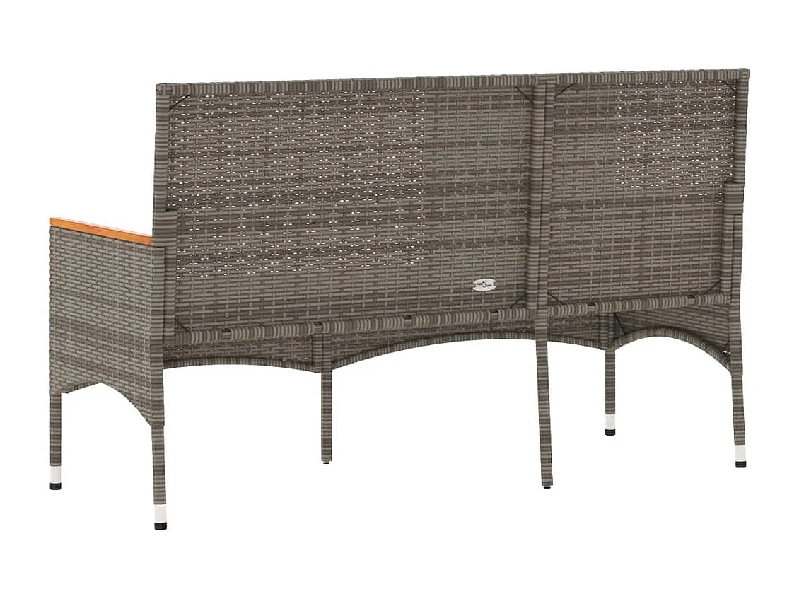 Banc de jardin 3 places avec coussins gris résine tressée