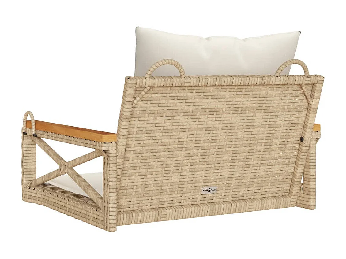 Altalena con cuscini beige 63x62x40 cm in resina intrecciata