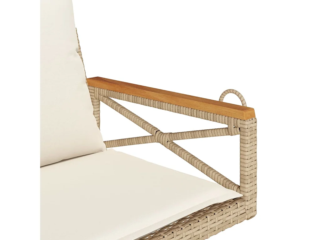 Altalena con cuscini beige 63x62x40 cm in resina intrecciata