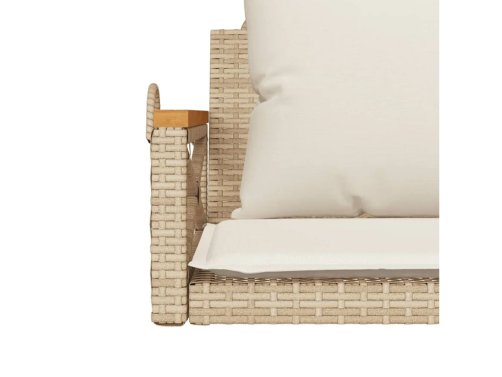 Altalena con cuscini beige 63x62x40 cm in resina intrecciata