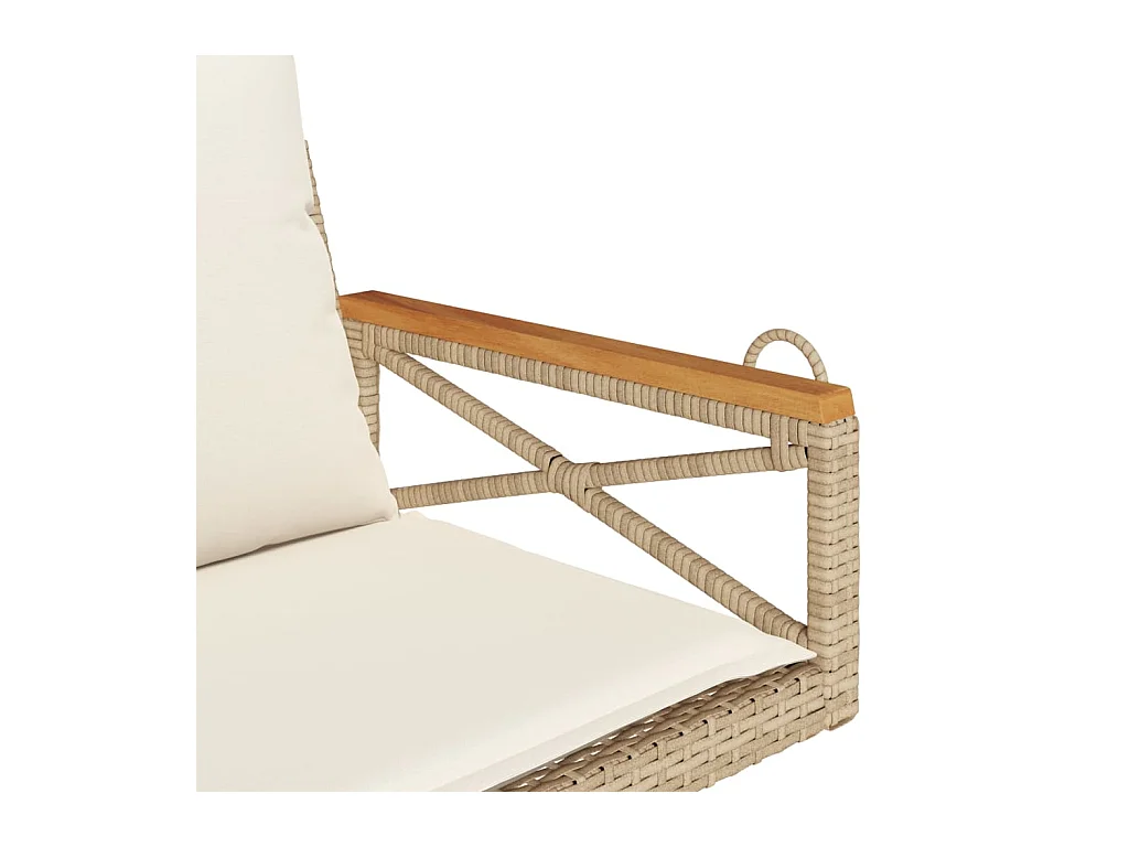 Balancelle avec coussins beige 63x62x40 cm résine tressée