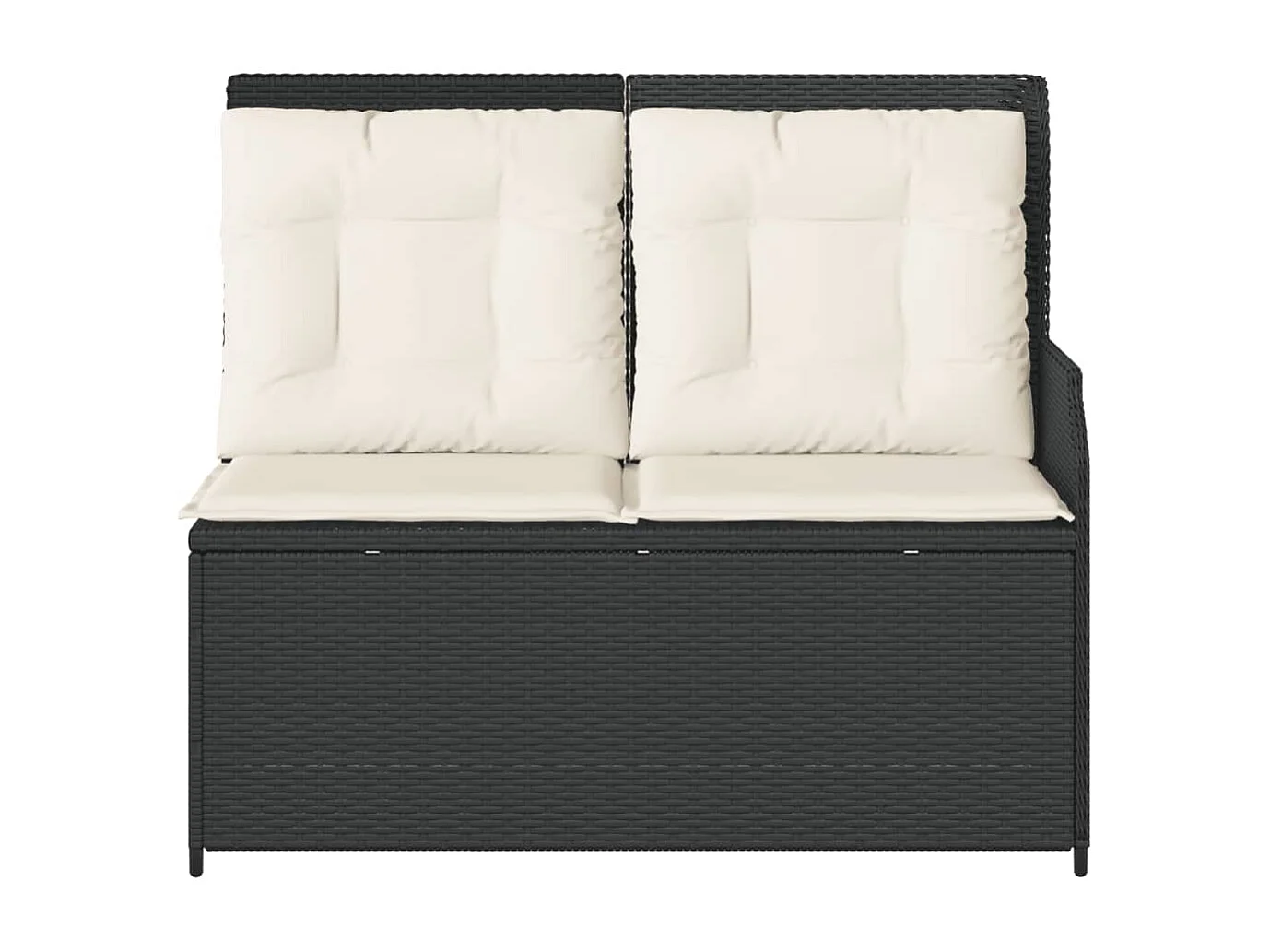 Banc inclinable de jardin avec coussins noir résine tressée