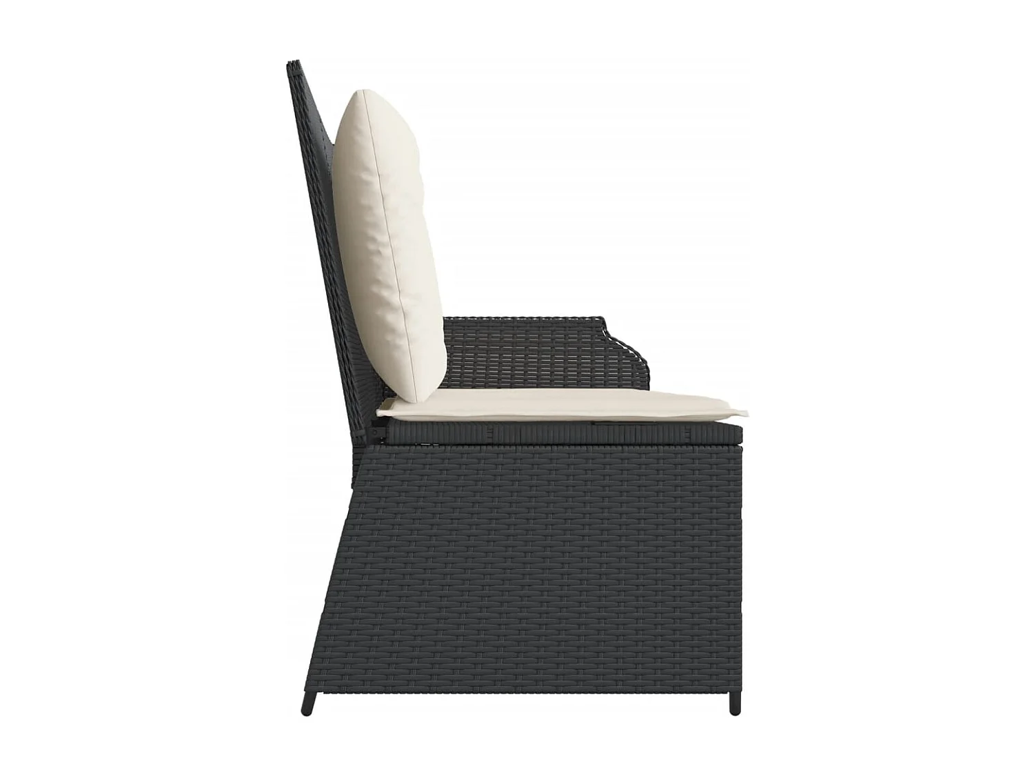 Banc inclinable de jardin avec coussins noir résine tressée