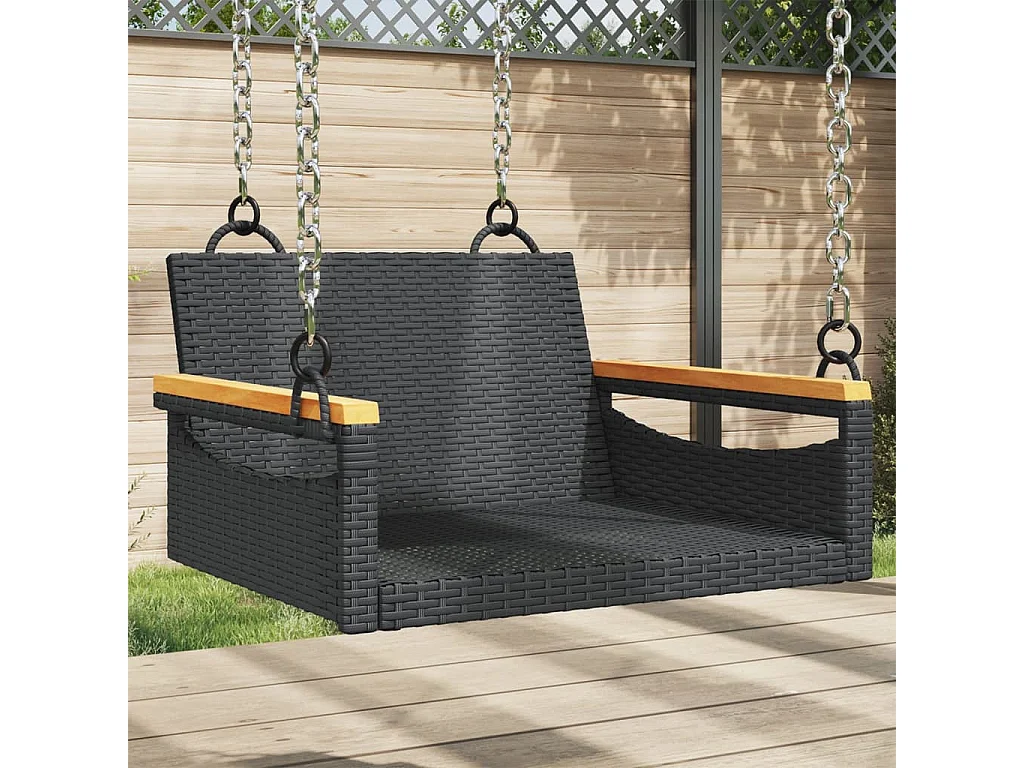 Columpio negro 63x62x40 cm resina tejida