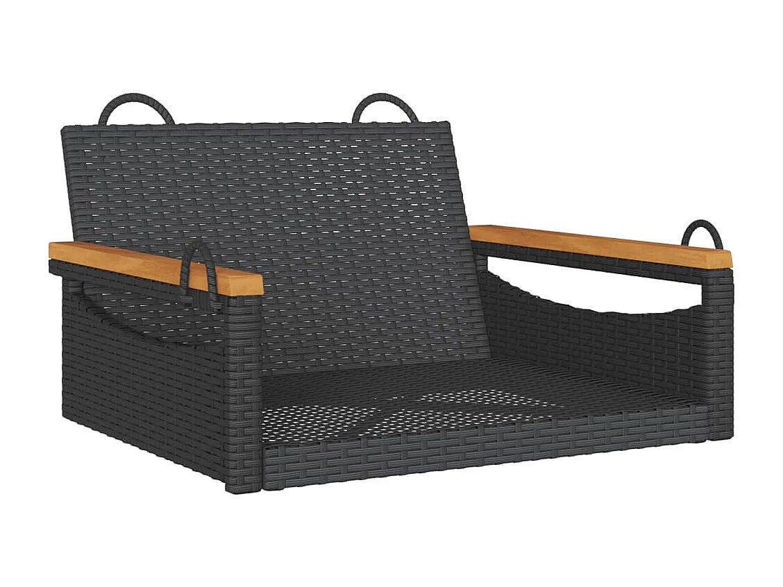 Balancelle noir 63x62x40 cm résine tressée