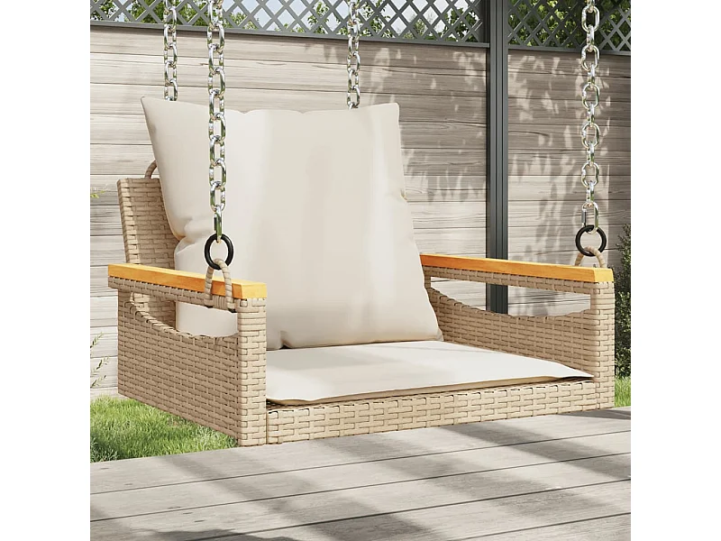 Balanço com almofadas bege 63x62x40 cm resina tecida