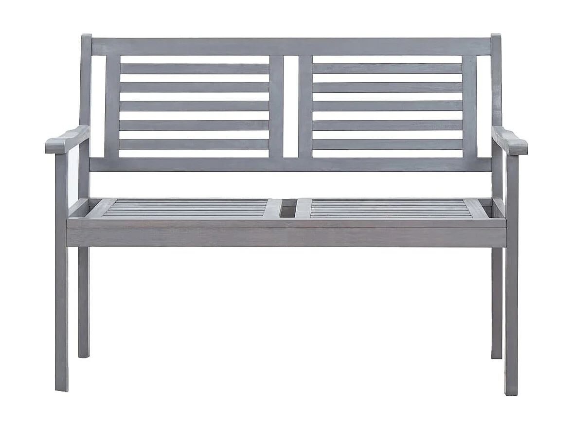 Banco de jardim de 2 lugares com almofada 120 cm eucalipto cinza