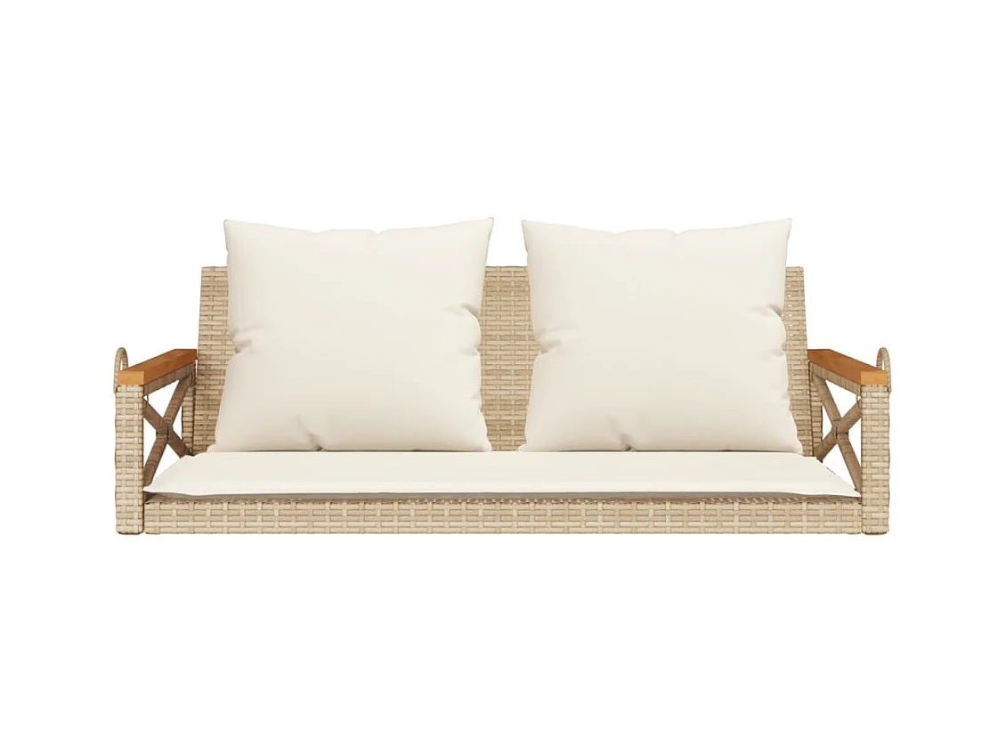 Balancelle avec coussins beige 109x62x40 cm résine tressée