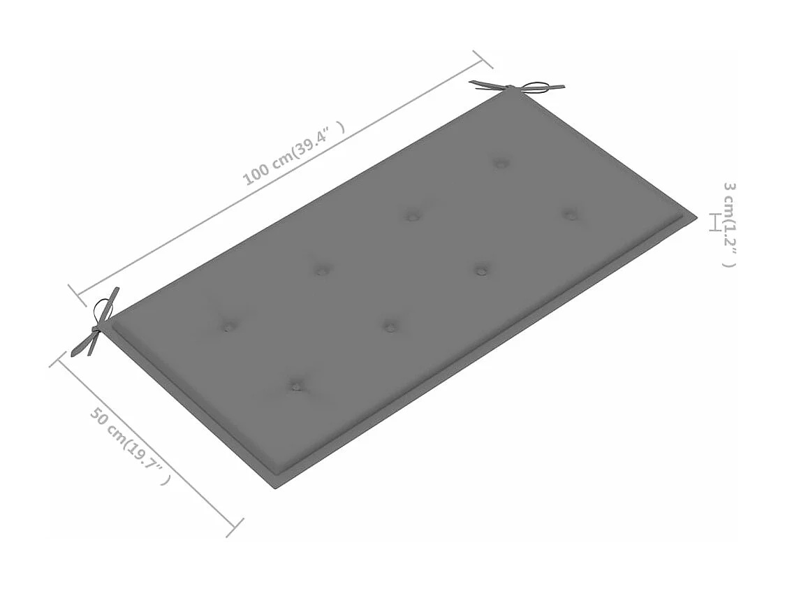 Banco de jardim com almofada cinza 112 cm Madeira maciça de teca