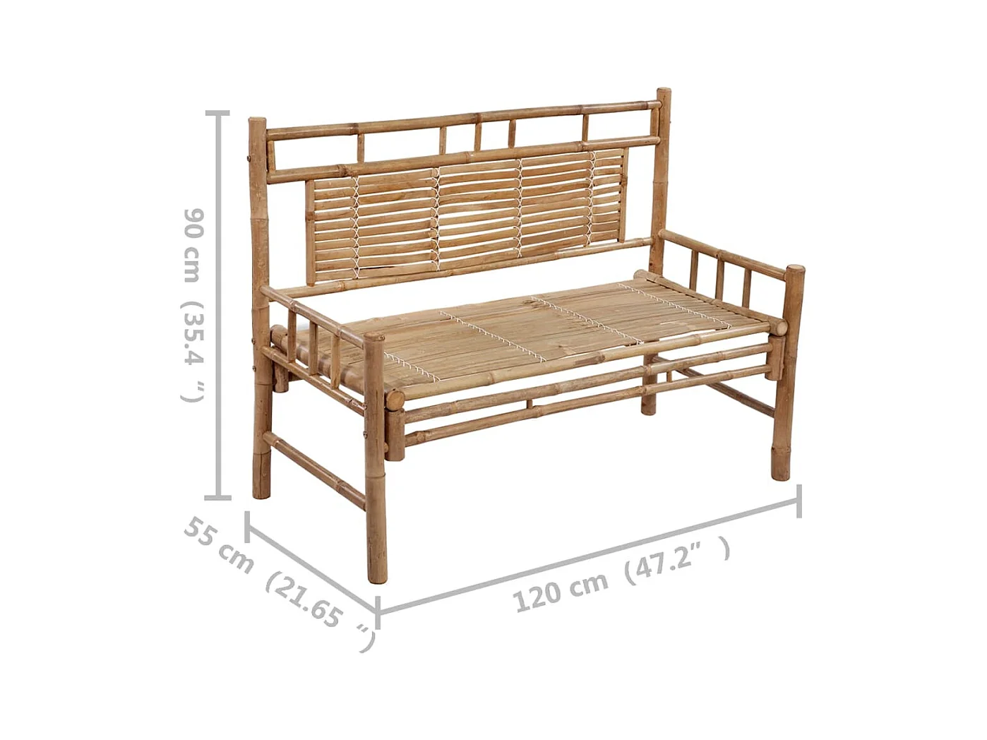 Banc de jardin avec coussin 120 cm Bambou