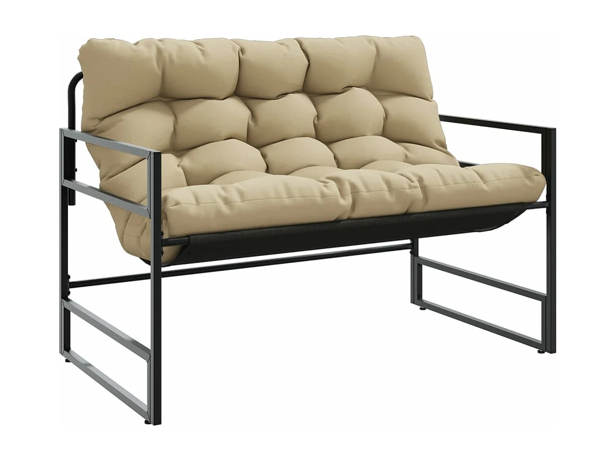 Banco de jardín con cojín topo acero 113 cm