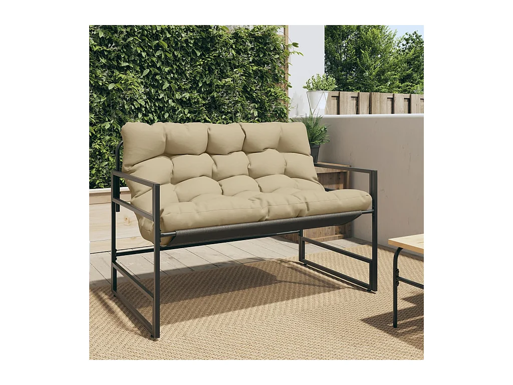 Banco de jardín con cojín topo acero 113 cm