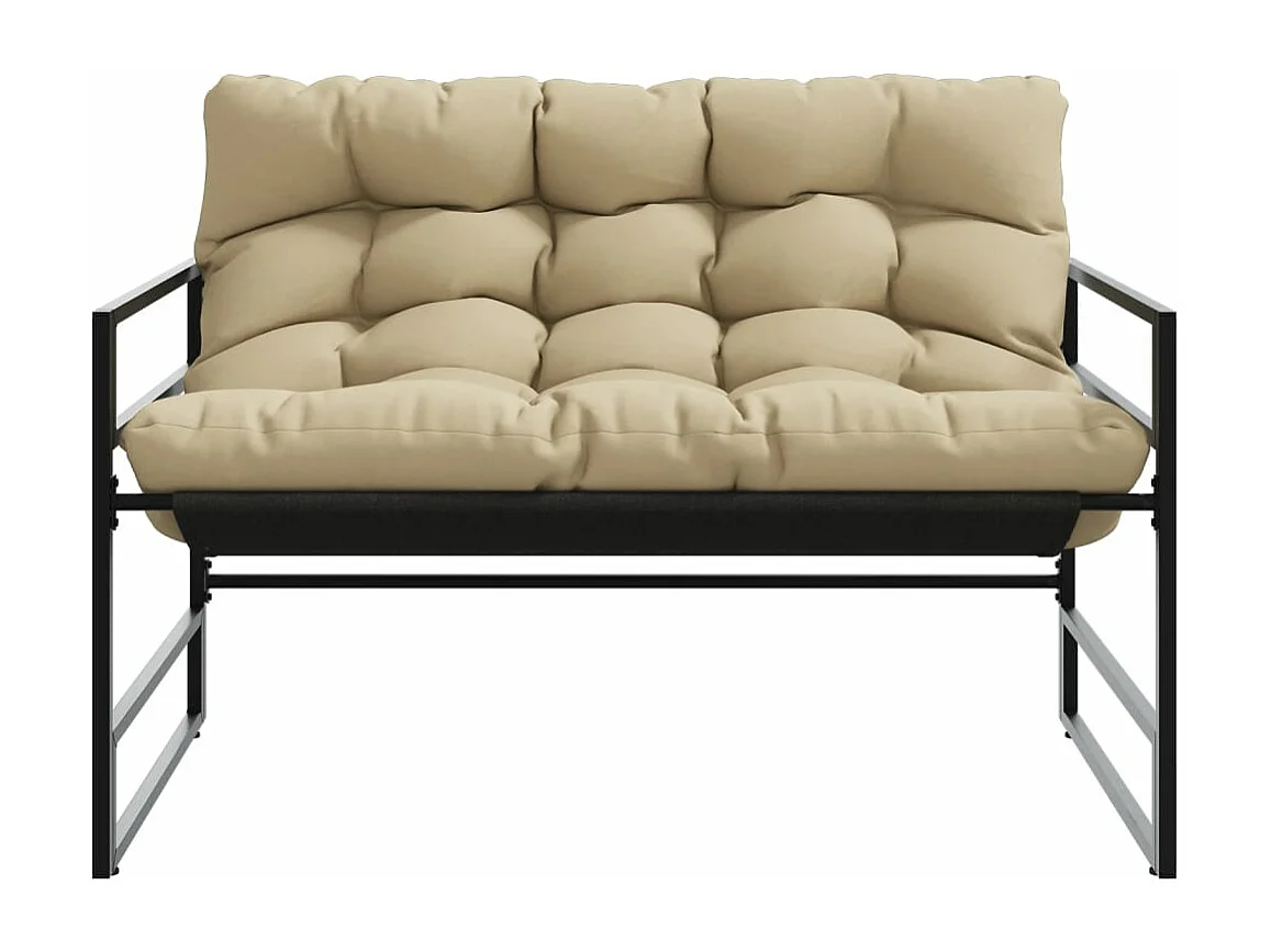 Gartenbank mit taupefarbenem Kissen 113 cm Stahl